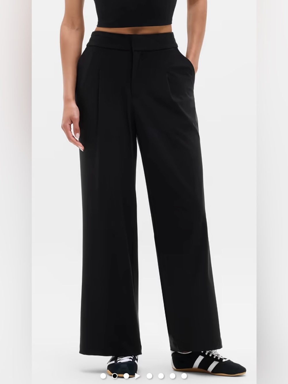 Athleta Pinnacle High-Rise Black Wide-Leg Trousers woman’s size 8 Petite